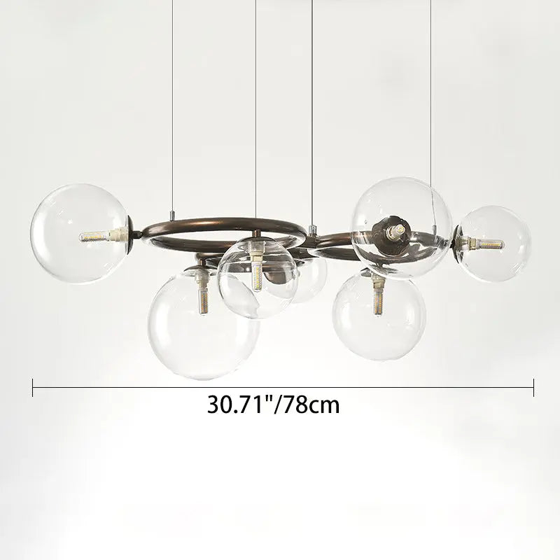 Contemporary Scandinavian Glass Iron Round Orb 5/7/9-light Chandelier for Bedroom & Living Room Lumendat