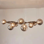 Contemporary Scandinavian Glass Iron Round Orb 5/7/9-light Chandelier for Bedroom & Living Room Lumendat