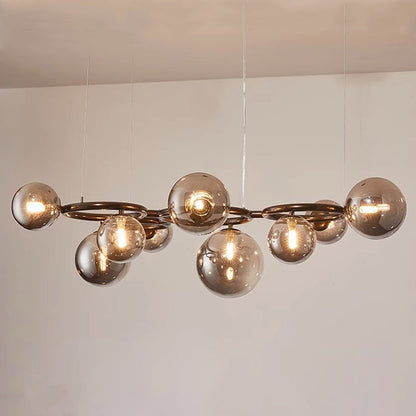 Contemporary Scandinavian Glass Iron Round Orb 5/7/9-light Chandelier for Bedroom & Living Room