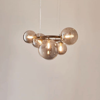 Contemporary Scandinavian Glass Iron Round Orb 5/7/9-light Chandelier for Bedroom & Living Room