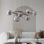 Contemporary Scandinavian Glass Iron Round Orb 5/7/9-light Chandelier for Bedroom & Living Room Lumendat