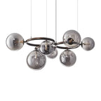 Contemporary Scandinavian Glass Iron Round Orb 5/7/9-light Chandelier for Bedroom & Living Room Lumendat
