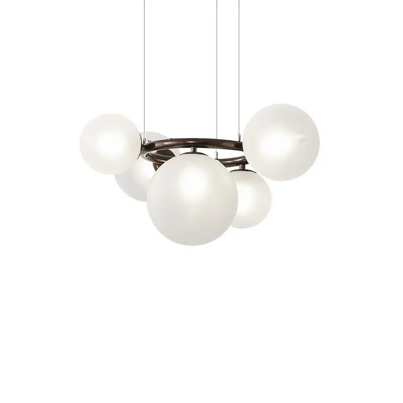 Contemporary Scandinavian Glass Iron Round Orb 5/7/9-light Chandelier for Bedroom & Living Room Lumendat
