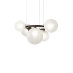 Contemporary Scandinavian Glass Iron Round Orb 5/7/9-light Chandelier for Bedroom & Living Room Lumendat
