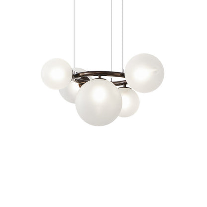 Contemporary Scandinavian Glass Iron Round Orb 5/7/9-light Chandelier for Bedroom & Living Room