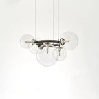 Contemporary Scandinavian Glass Iron Round Orb 5/7/9-light Chandelier for Bedroom & Living Room Lumendat