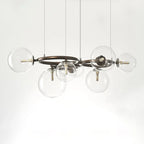 Contemporary Scandinavian Glass Iron Round Orb 5/7/9-light Chandelier for Bedroom & Living Room Lumendat