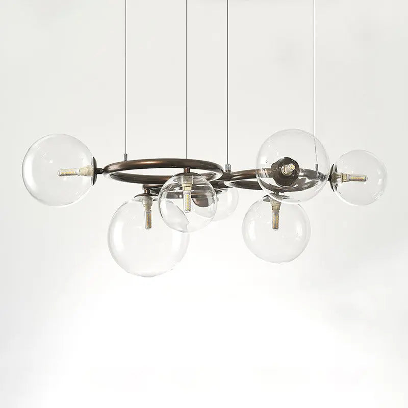Contemporary Scandinavian Glass Iron Round Orb 5/7/9-light Chandelier for Bedroom & Living Room Lumendat