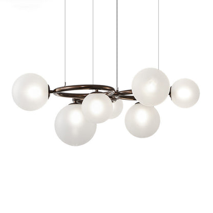 Contemporary Scandinavian Glass Iron Round Orb 5/7/9-light Chandelier for Bedroom & Living Room