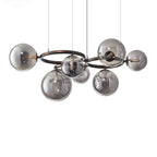 Contemporary Scandinavian Glass Iron Round Orb 5/7/9-light Chandelier for Bedroom & Living Room Lumendat