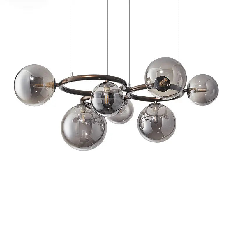 Contemporary Scandinavian Glass Iron Round Orb 5/7/9-light Chandelier for Bedroom & Living Room Lumendat