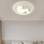 Lumendat Modern Art Deco Iron PE Unicorn Shape Round LED Flush Mount Ceiling Light For Bedroom & Living Room Lumendat