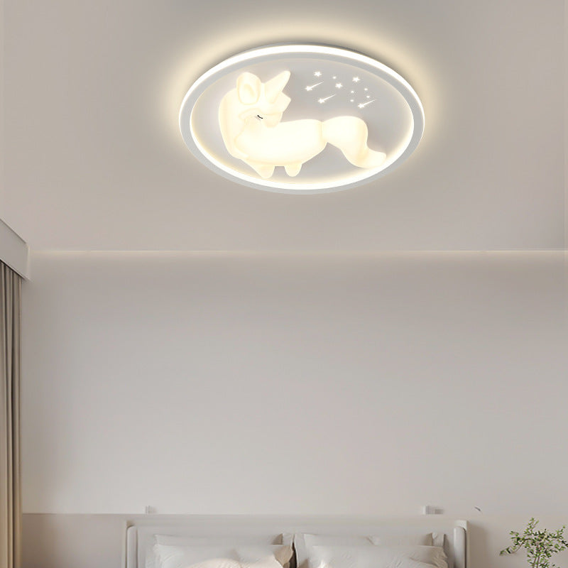 Lumendat Modern Art Deco Iron PE Unicorn Shape Round LED Flush Mount Ceiling Light For Bedroom & Living Room Lumendat