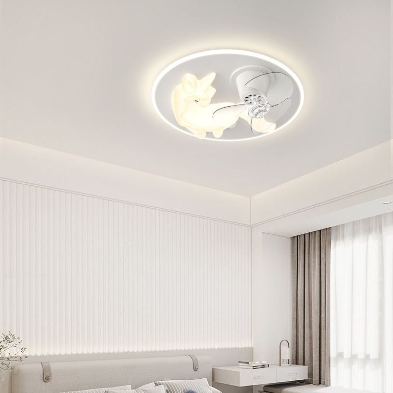 Lumendat Modern Art Deco Iron PE Unicorn Shape Round LED Flush Mount Ceiling Light For Bedroom & Living Room Lumendat