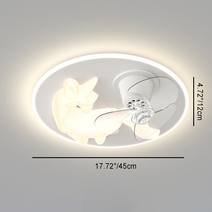 Lumendat Modern Art Deco Iron PE Unicorn Shape Round LED Flush Mount Ceiling Light For Bedroom & Living Room Lumendat