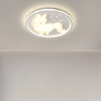 Lumendat Modern Art Deco Iron PE Unicorn Shape Round LED Flush Mount Ceiling Light For Bedroom & Living Room Lumendat