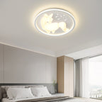 Lumendat Modern Art Deco Iron PE Unicorn Shape Round LED Flush Mount Ceiling Light For Bedroom & Living Room Lumendat