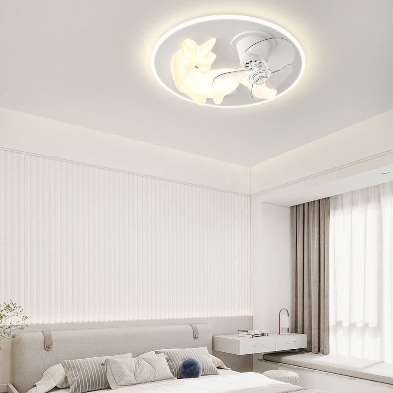 Lumendat Modern Art Deco Iron PE Unicorn Shape Round LED Flush Mount Ceiling Light For Bedroom & Living Room Lumendat