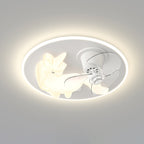 Lumendat Modern Art Deco Iron PE Unicorn Shape Round LED Flush Mount Ceiling Light For Bedroom & Living Room Lumendat