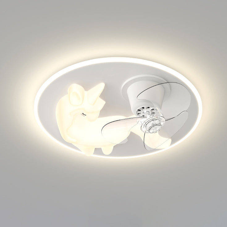 Lumendat Modern Art Deco Iron PE Unicorn Shape Round LED Flush Mount Ceiling Light For Bedroom & Living Room Lumendat