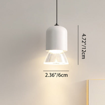 Modern Minimalist Acrylic Metal Cylindrical Conical 1-Light Pendant Light For Bedroom
