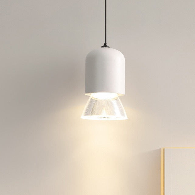 Modern Minimalist Acrylic Metal Cylindrical Conical 1-Light Pendant Light For Bedroom