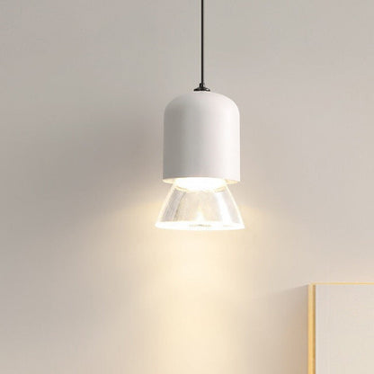 Modern Minimalist Acrylic Metal Cylindrical Conical 1-Light Pendant Light For Bedroom
