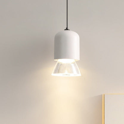Modern Minimalist Acrylic Metal Cylindrical Conical 1-Light Pendant Light For Bedroom