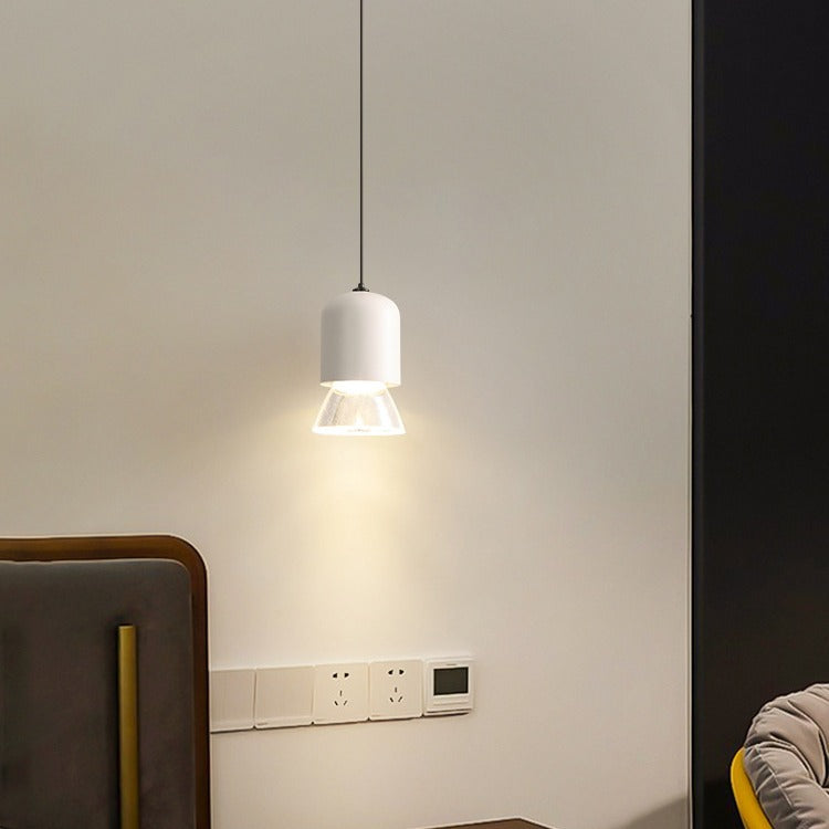Modern Minimalist Acrylic Metal Cylindrical Conical 1-Light Pendant Light For Bedroom