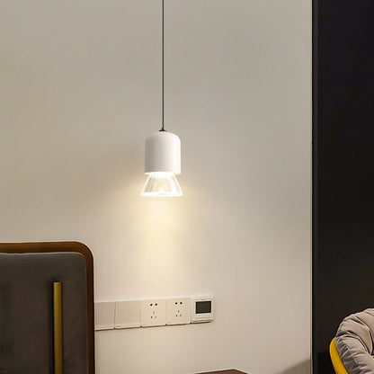 Modern Minimalist Acrylic Metal Cylindrical Conical 1-Light Pendant Light For Bedroom