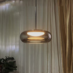 Modern Minimalist Electroplated Glass Iron Oval LED Pendant Light For Bedroom & Living Room
