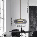 Modern Minimalist Electroplated Glass Iron Oval LED Pendant Light For Bedroom & Living Room