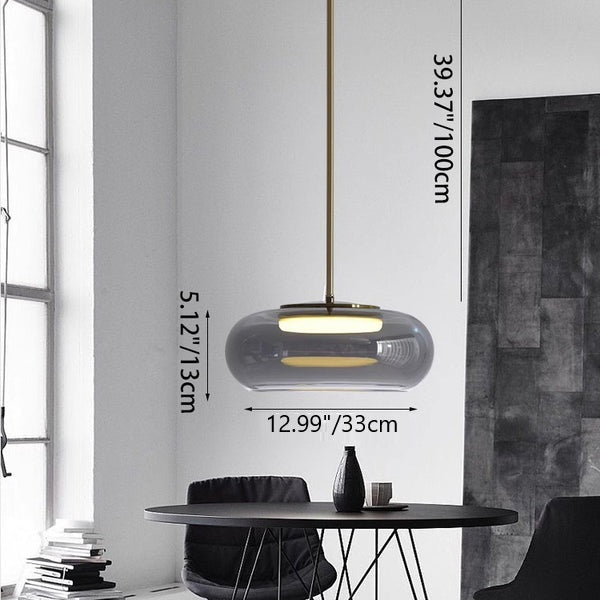 Modern Minimalist Electroplated Glass Iron Oval LED Pendant Light For Bedroom & Living Room