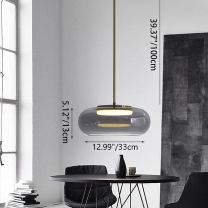 Modern Minimalist Electroplated Glass Iron Oval LED Pendant Light For Bedroom & Living Room