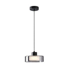 Modern Minimalist Brass Acrylic Glass Round Cylinder LED Pendant Light For Bedroom & Living Room