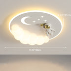 Modern Art Deco Acrylic Iron Astronaut Mermaid Angel Round LED Flush Mount Ceiling Light For Bedroom