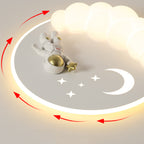 Modern Art Deco Acrylic Iron Astronaut Mermaid Angel Round LED Flush Mount Ceiling Light For Bedroom