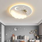 Modern Art Deco Acrylic Iron Astronaut Mermaid Angel Round LED Flush Mount Ceiling Light For Bedroom