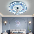 Modern Art Deco Kids Silicone Resin Iron Astronaut Planet-shaped Round LED Flush Mount Ceiling Light for Bedroom