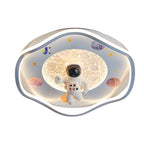 Modern Art Deco Kids Silicone Resin Iron Astronaut Planet-shaped Round LED Flush Mount Ceiling Light for Bedroom