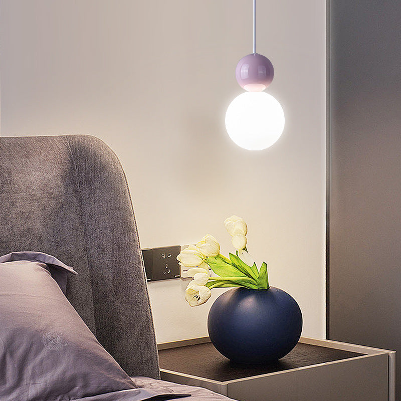 Modern Minimalist PE Metal Globe-Shaped 1-Light Pendant Light For Bedroom & Living Room