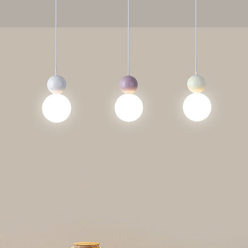 Modern Minimalist PE Metal Globe-Shaped 1-Light Pendant Light For Bedroom & Living Room