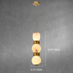 Contemporary Creative Brass Natural Stone Alabaster Flat Round LED Pendant Light For Bedroom