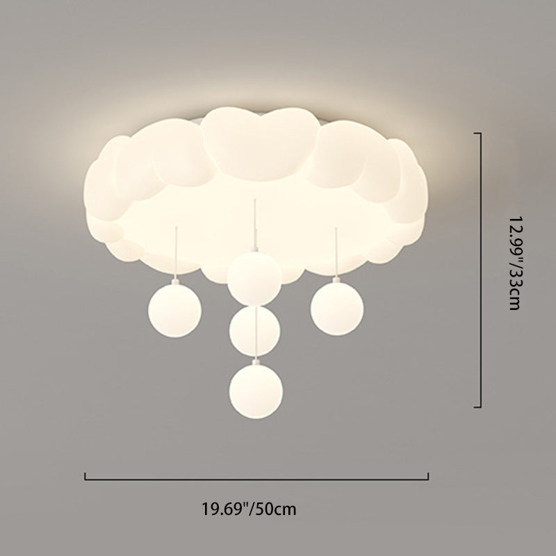 Modern Art Deco Kids Iron PE Heart-Shaped Round LED Flush Mount Ceiling Light For Bedroom Lumendat