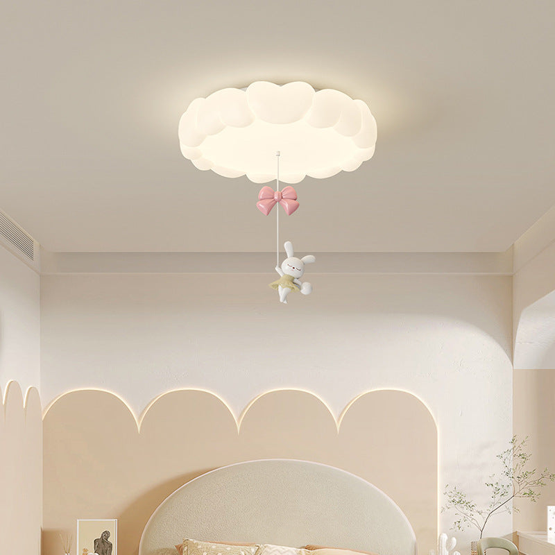 Modern Art Deco Kids Iron PE Heart-Shaped Round LED Flush Mount Ceiling Light For Bedroom Lumendat