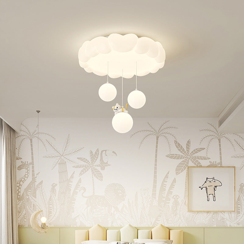 Modern Art Deco Kids Iron PE Heart-Shaped Round LED Flush Mount Ceiling Light For Bedroom Lumendat