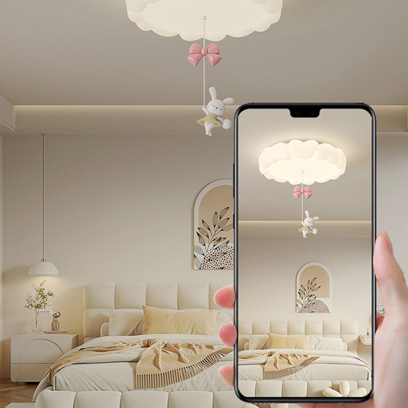 Modern Art Deco Kids Iron PE Heart-Shaped Round LED Flush Mount Ceiling Light For Bedroom Lumendat