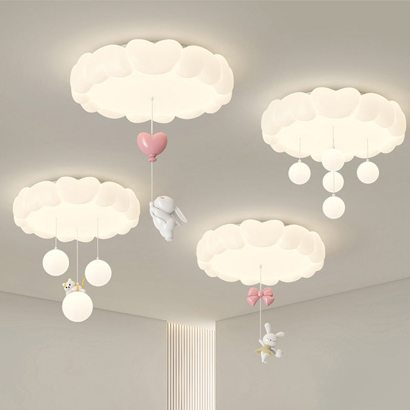 Modern Art Deco Kids Iron PE Heart-Shaped Round LED Flush Mount Ceiling Light For Bedroom Lumendat
