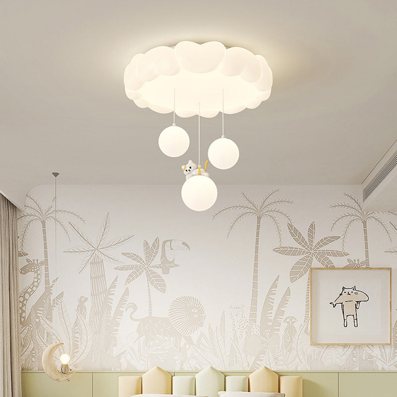 Modern Art Deco Kids Iron PE Heart-Shaped Round LED Flush Mount Ceiling Light For Bedroom Lumendat