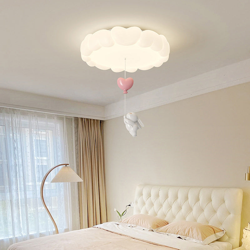 Modern Art Deco Kids Iron PE Heart-Shaped Round LED Flush Mount Ceiling Light For Bedroom Lumendat